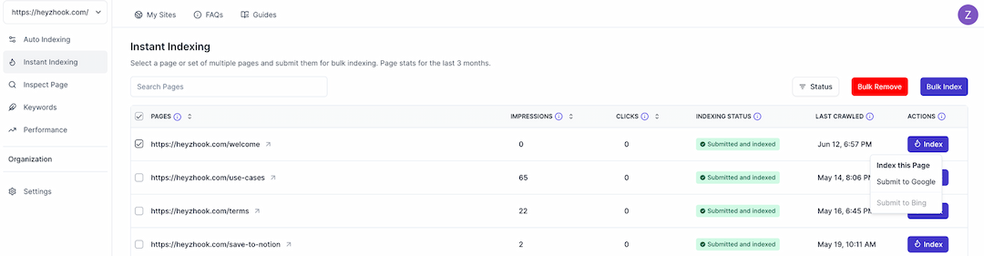 Wix indexing pages to Google
