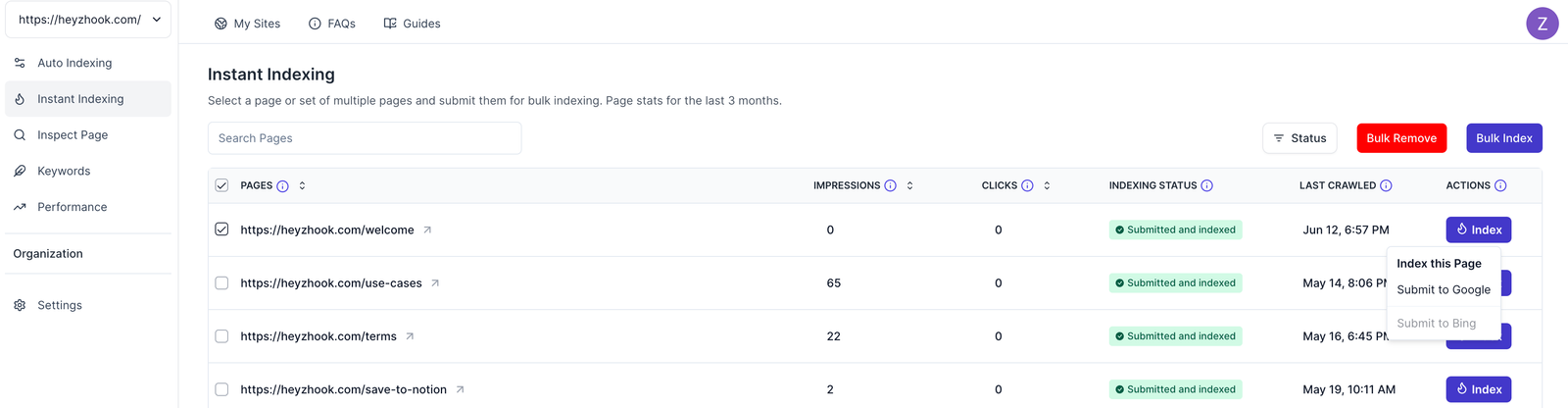 Ghost indexing pages to Google